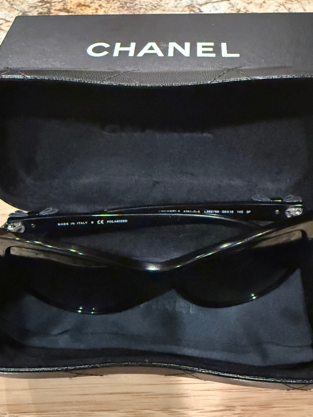 CHANEL CH 5281-QA 58mm Black Cat Eye Bow Polarized Sunglasses